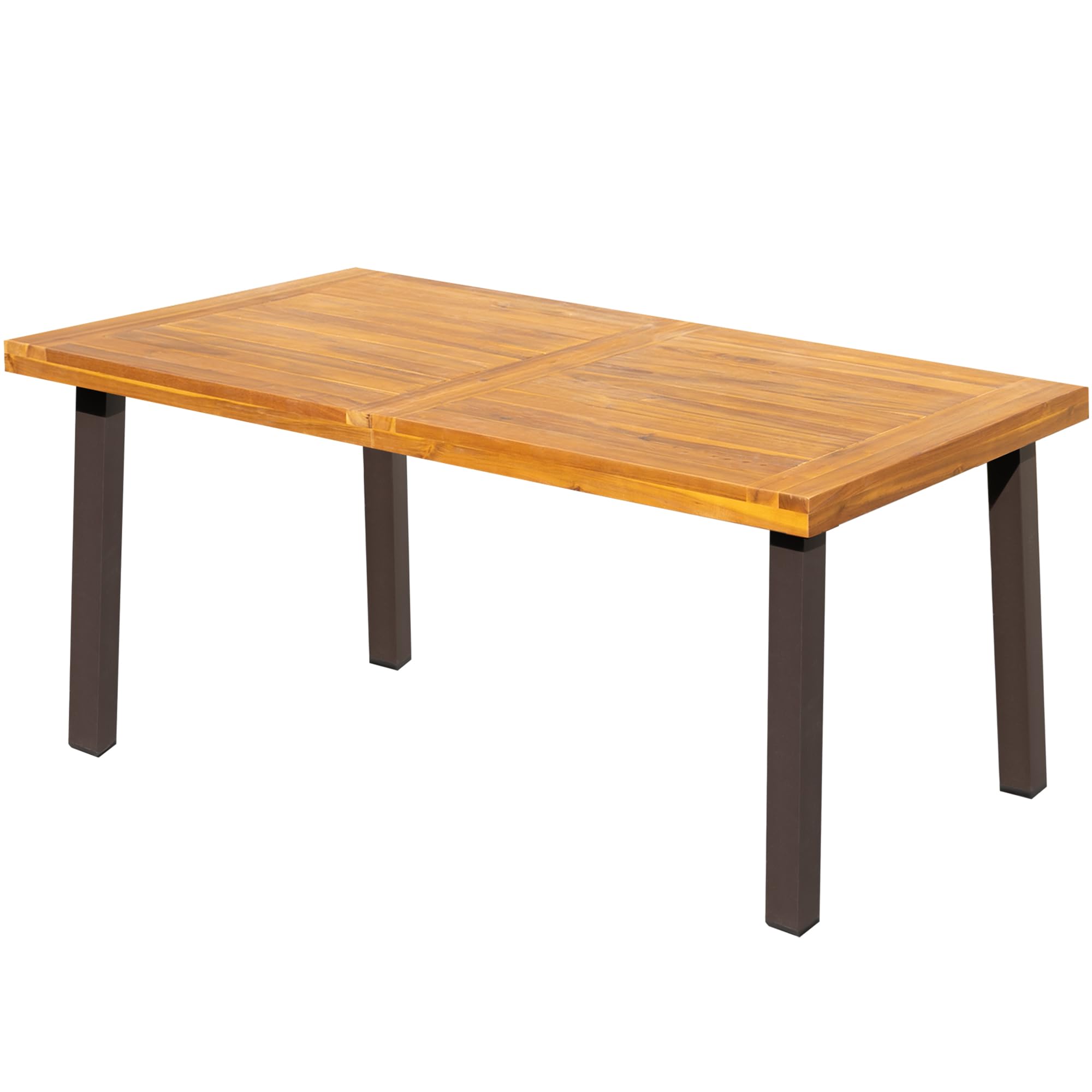 Acacia Wood Dining Table for 6 with Iron Legs