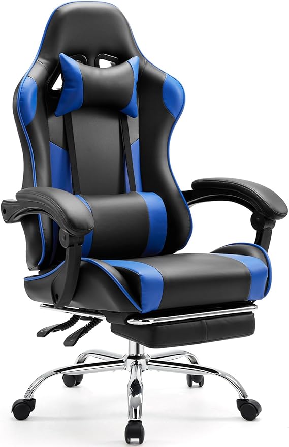 Ergonomic Gaming Chair with Footrest