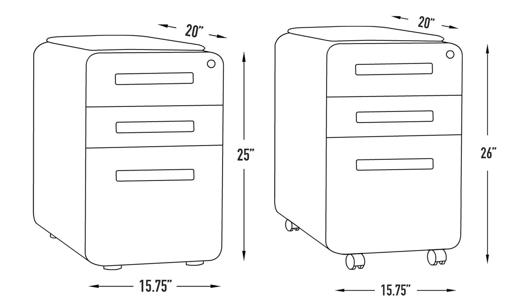 3-Drawer Mobile File Cabinet with Cushioned Seat