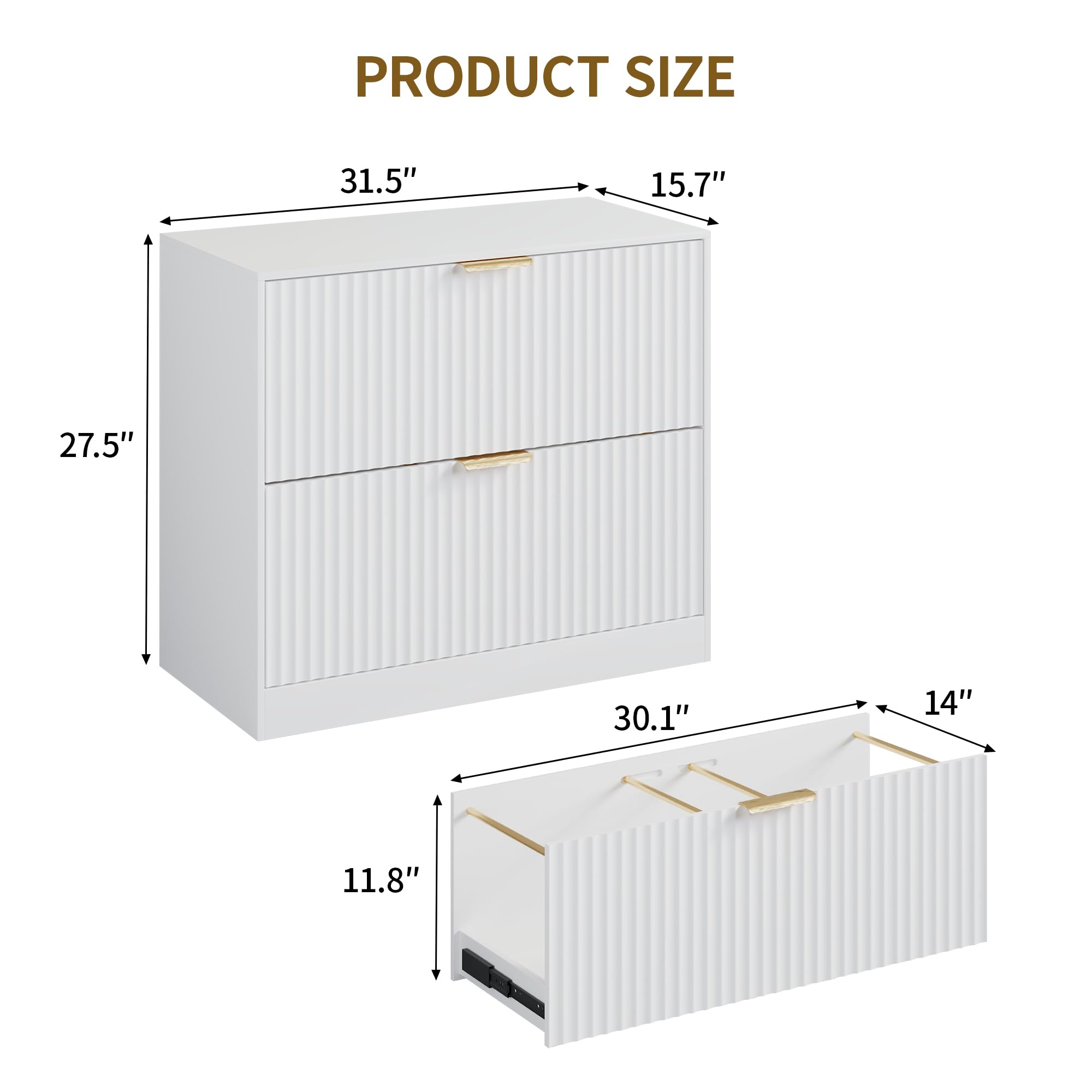 White File Cabinet with 2 Drawers