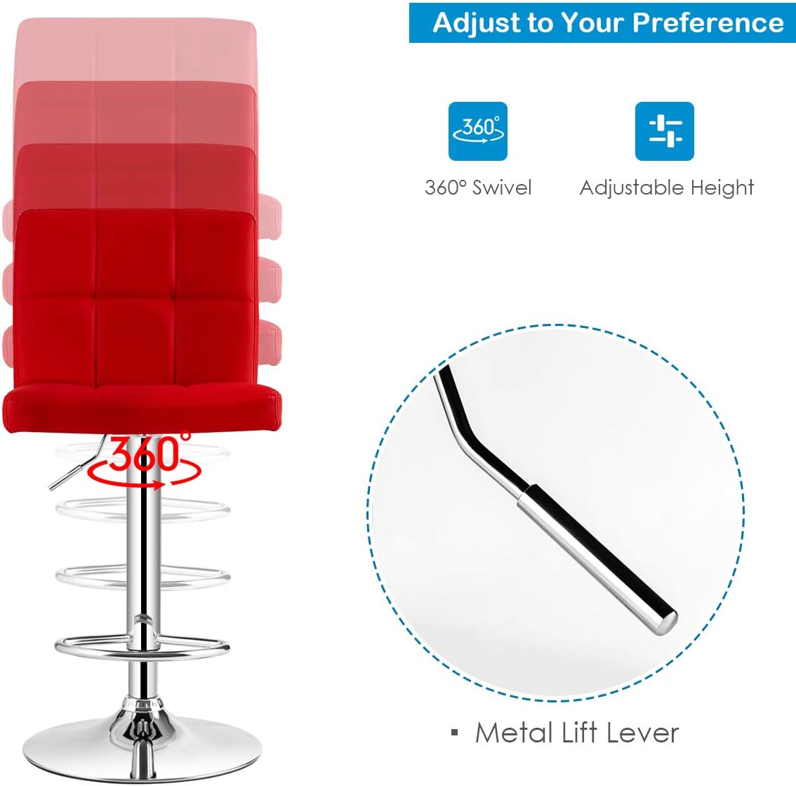 3-Piece Bar Table Set with Adjustable Swivel Chairs