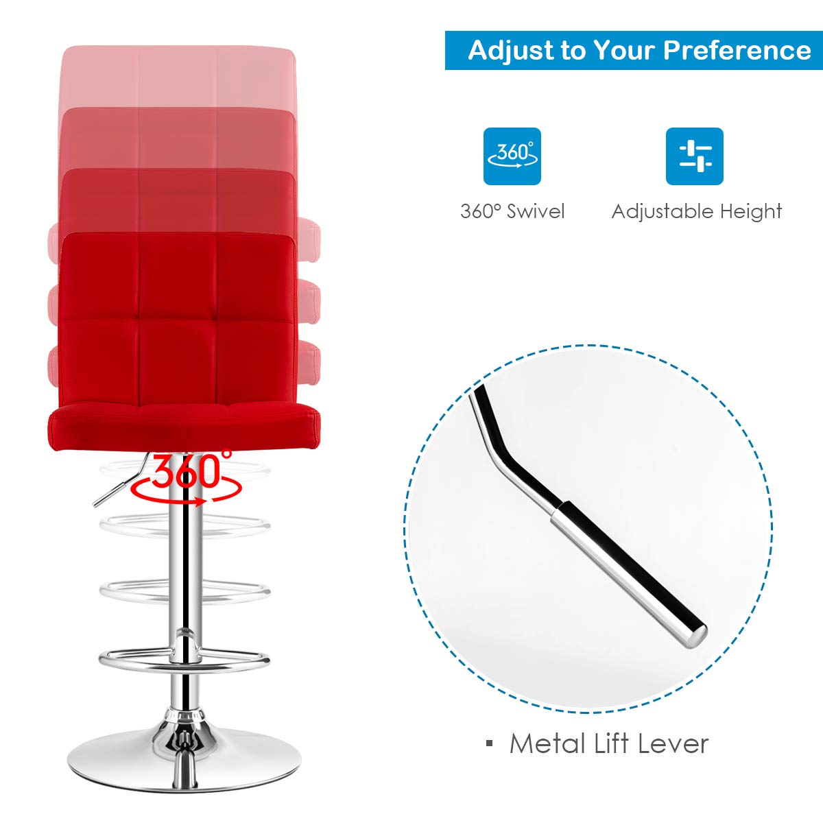 3-Piece Bar Table Set with Adjustable Swivel Chairs