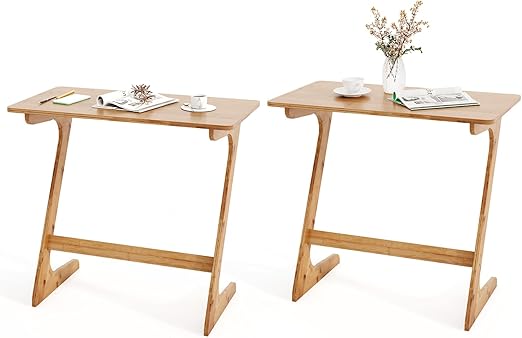 Z-Shaped Bamboo TV Tray Table Set of 2