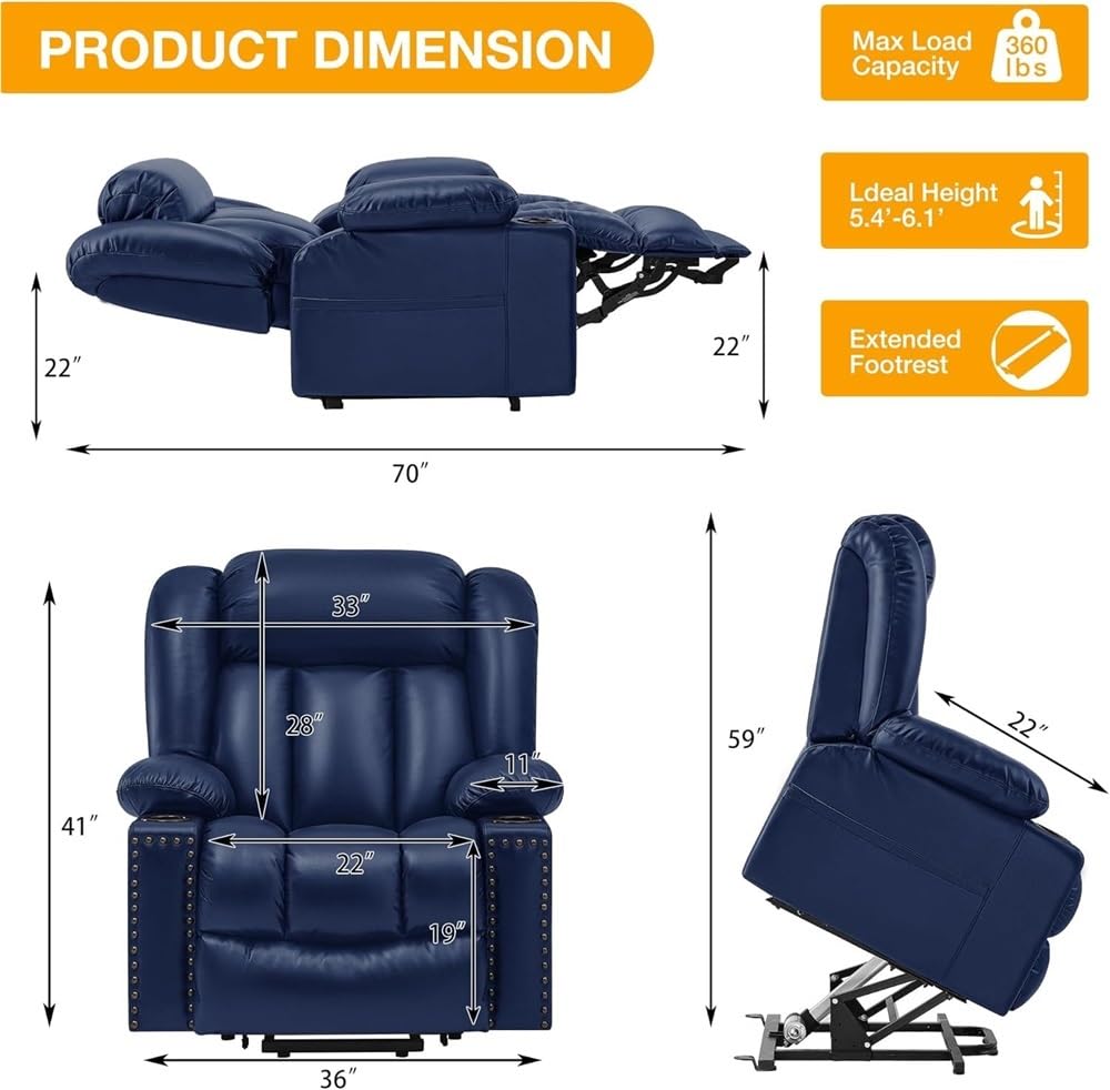 Triple Motor Power Lift Recliner with Heat and Massage