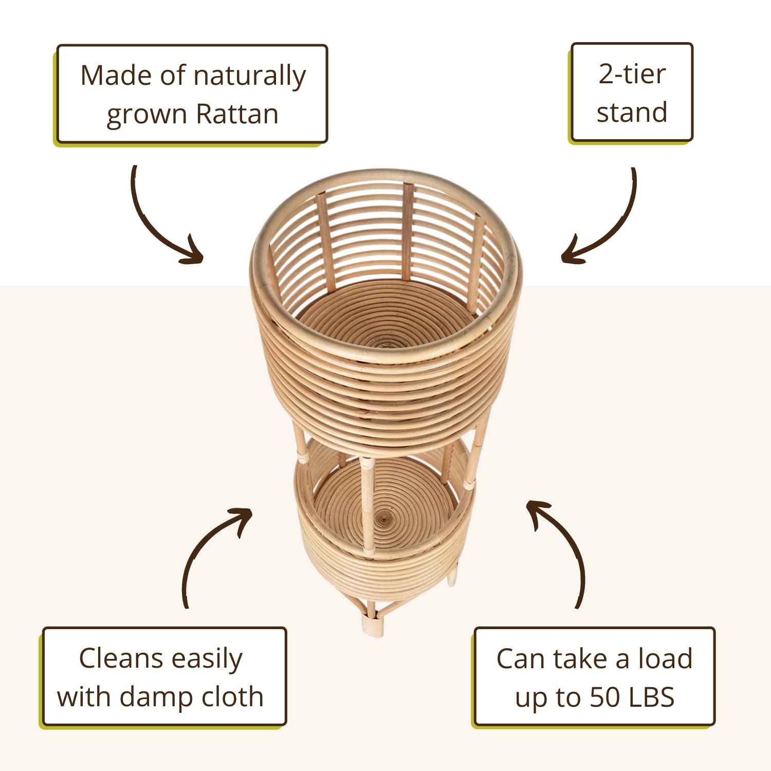 Two-Tier Rattan Plant Stand