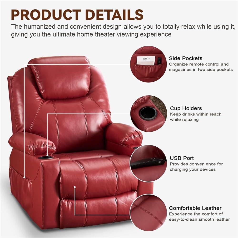 Power Lift Recliner Chair with Massage and Heat