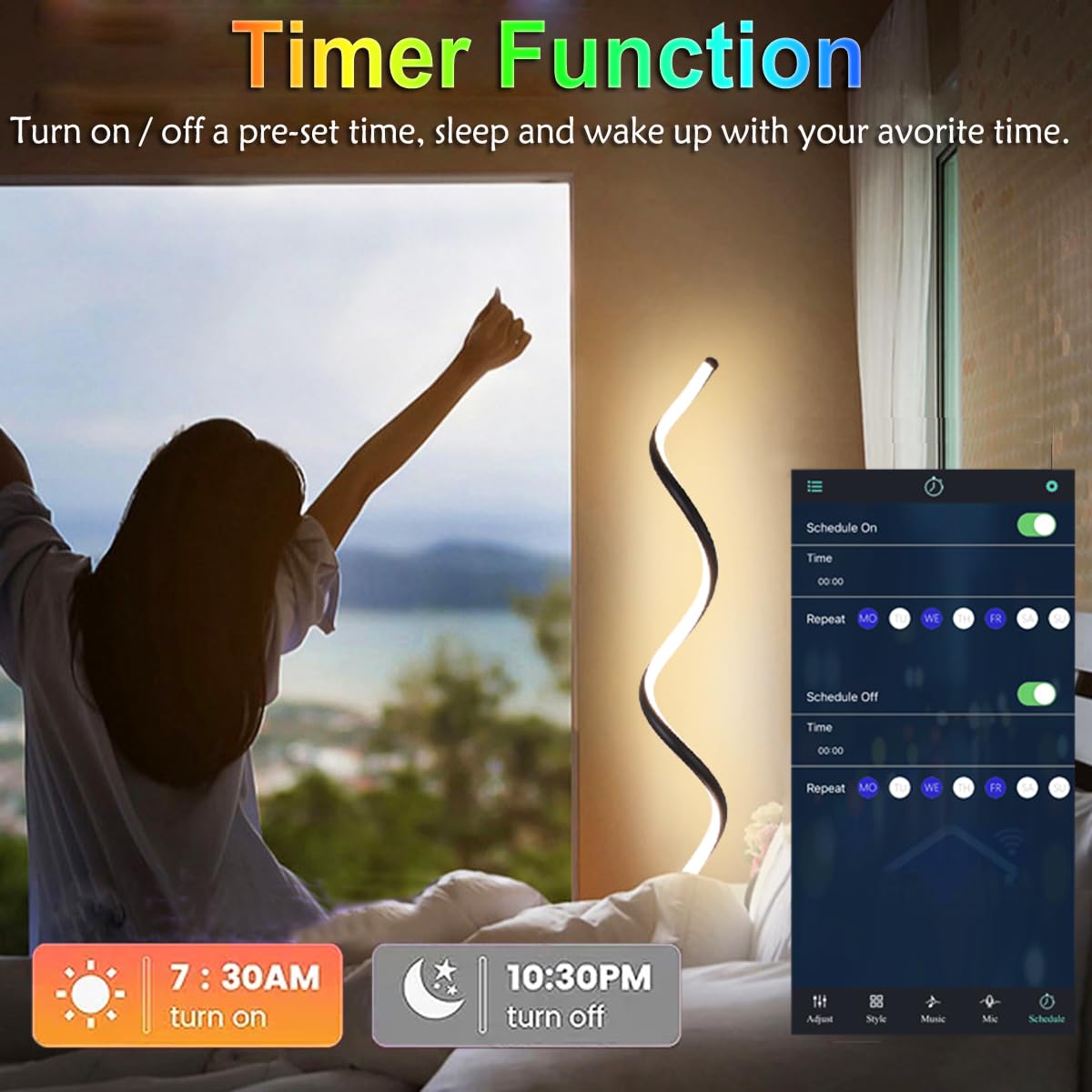 RGB Spiral Floor Lamp with Smart LED and Music Sync