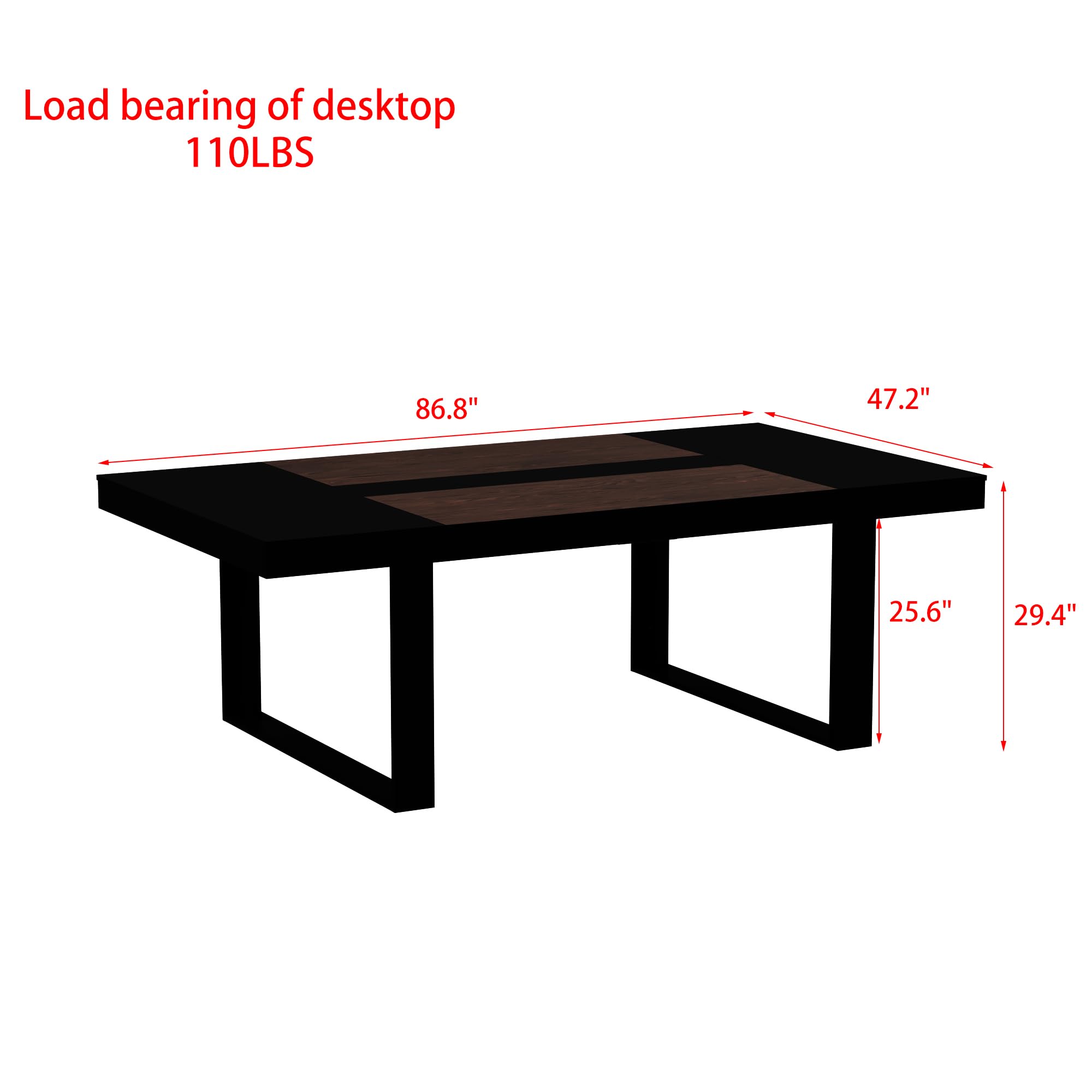 86.6" Dining Table for 8-10 People