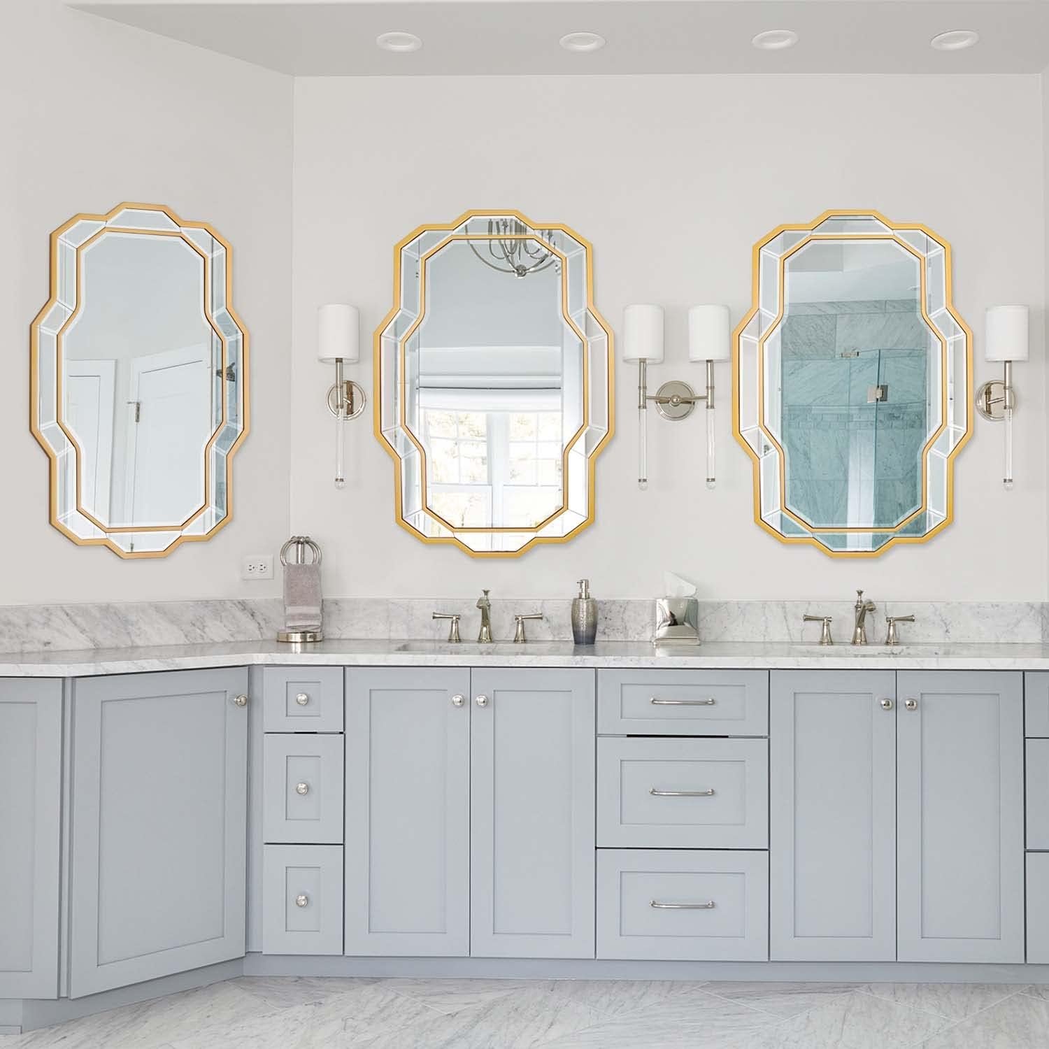 36x24 Gold Beveled Wall Mirror