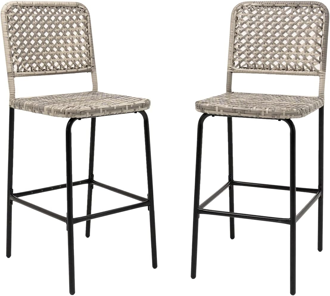 Outdoor Wicker Bar Stools Set of 2