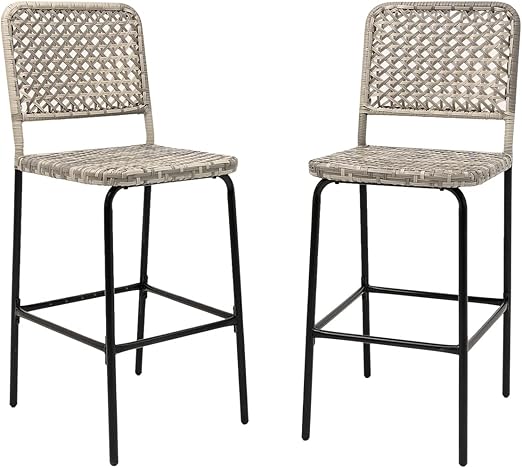 Outdoor Wicker Bar Stools Set of 2