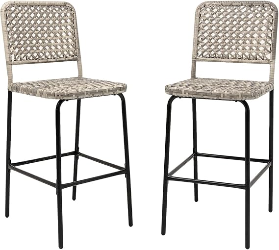 Outdoor Wicker Bar Stools Set of 2