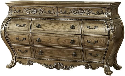 Wood Nightstand with 3 Drawers in Vintage Oak