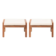Outdoor Ottomans with Cushion Set of 2 Acacia Wood