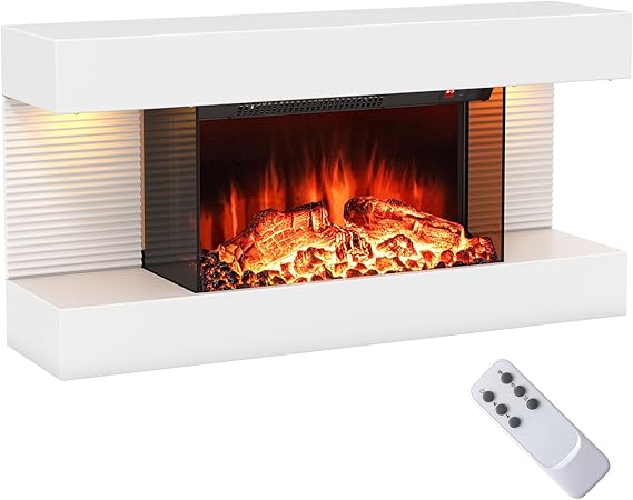 32" Wall Mounted Electric Fireplace with Remote Control