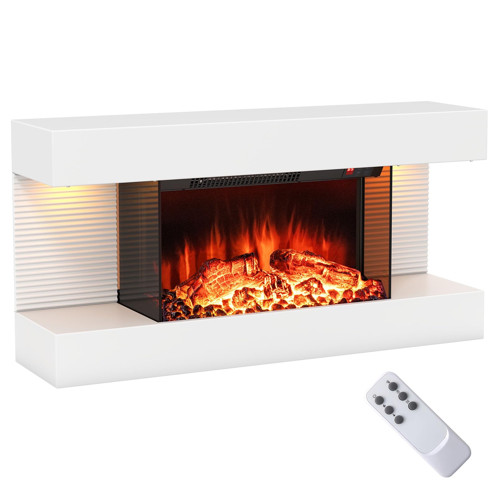 32" Wall Mounted Electric Fireplace with Remote Control