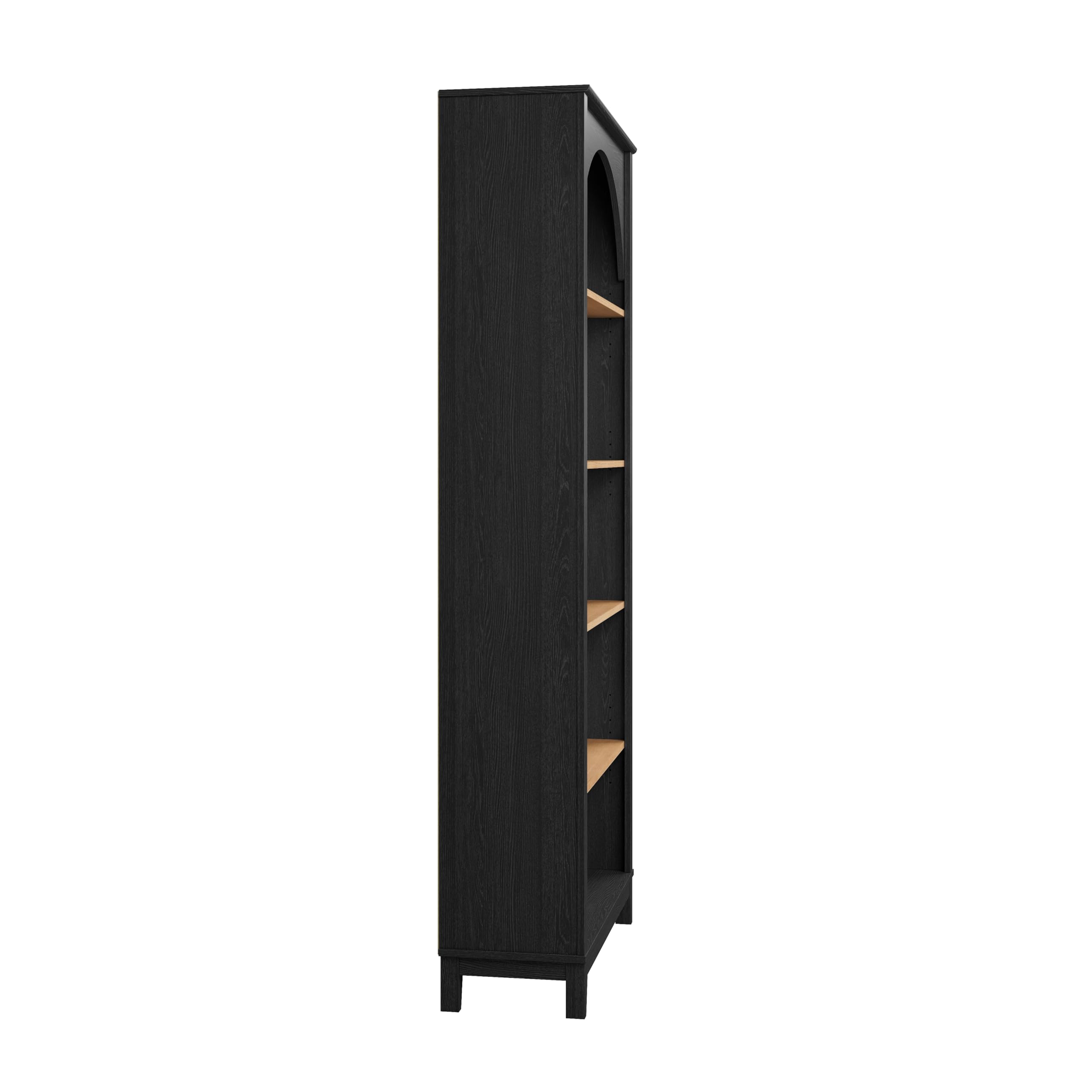 Arched Bookcase 78" Tall 5-Tier with Adjustable Shelves