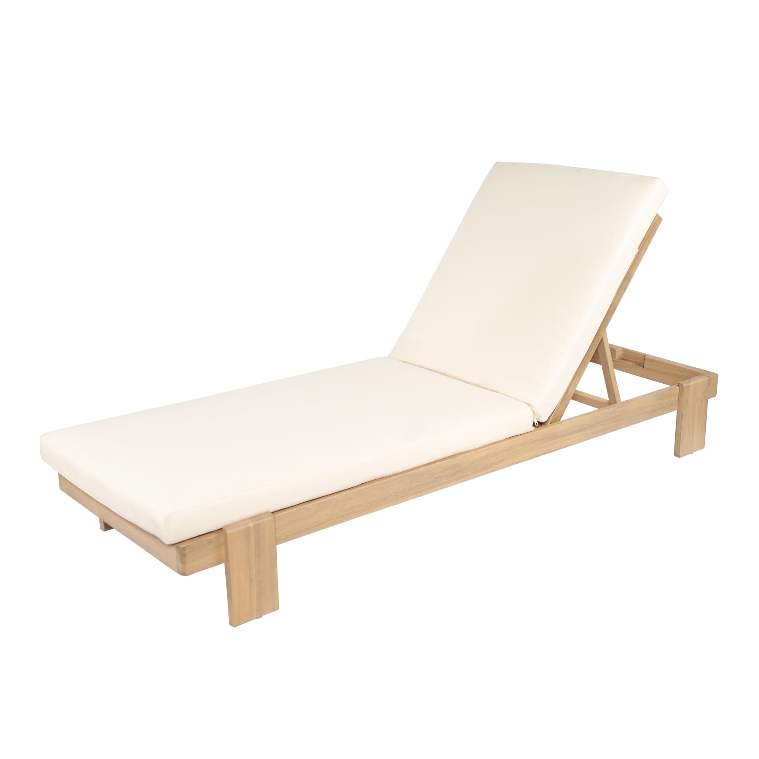 Acacia Wood Chaise Lounge Chair Set of 2 with Cushions