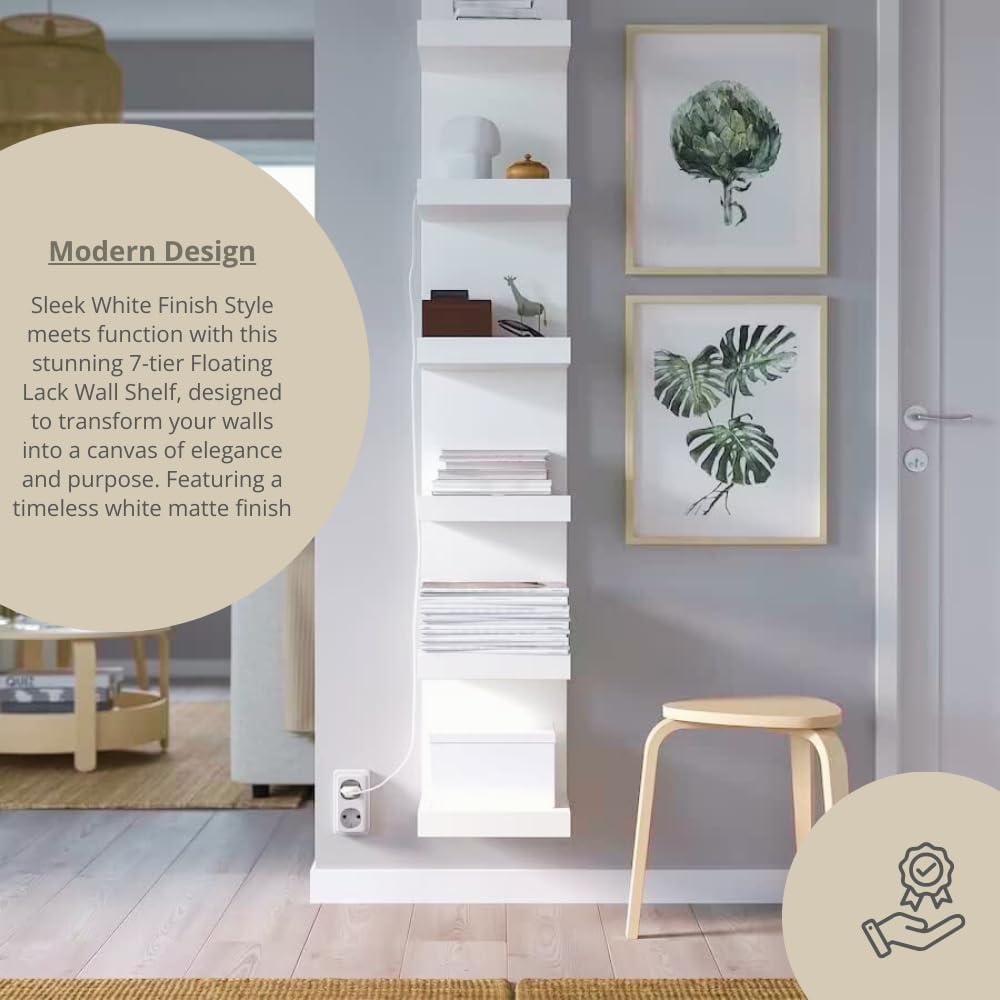 7-Tier Floating Wall Shelf with LED Lights