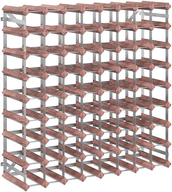 72 Bottle Wine Rack Solid Pinewood Galvanized Steel