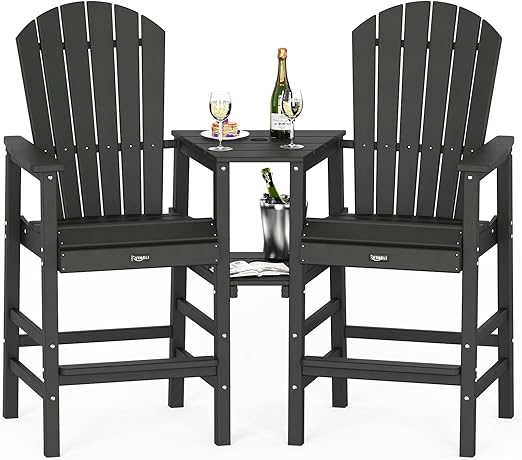 Tall Adirondack Chairs Set of 2 with Dual Trays
