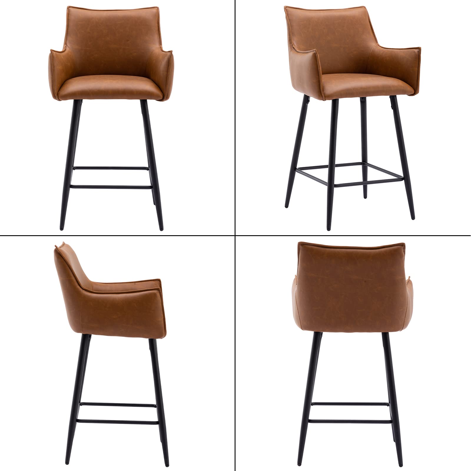 Counter Height Bar Stool Set of 2 with Comfy Back