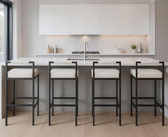 Modern Linen Bar Stools Set of 4 - 30 Inch Counter Height