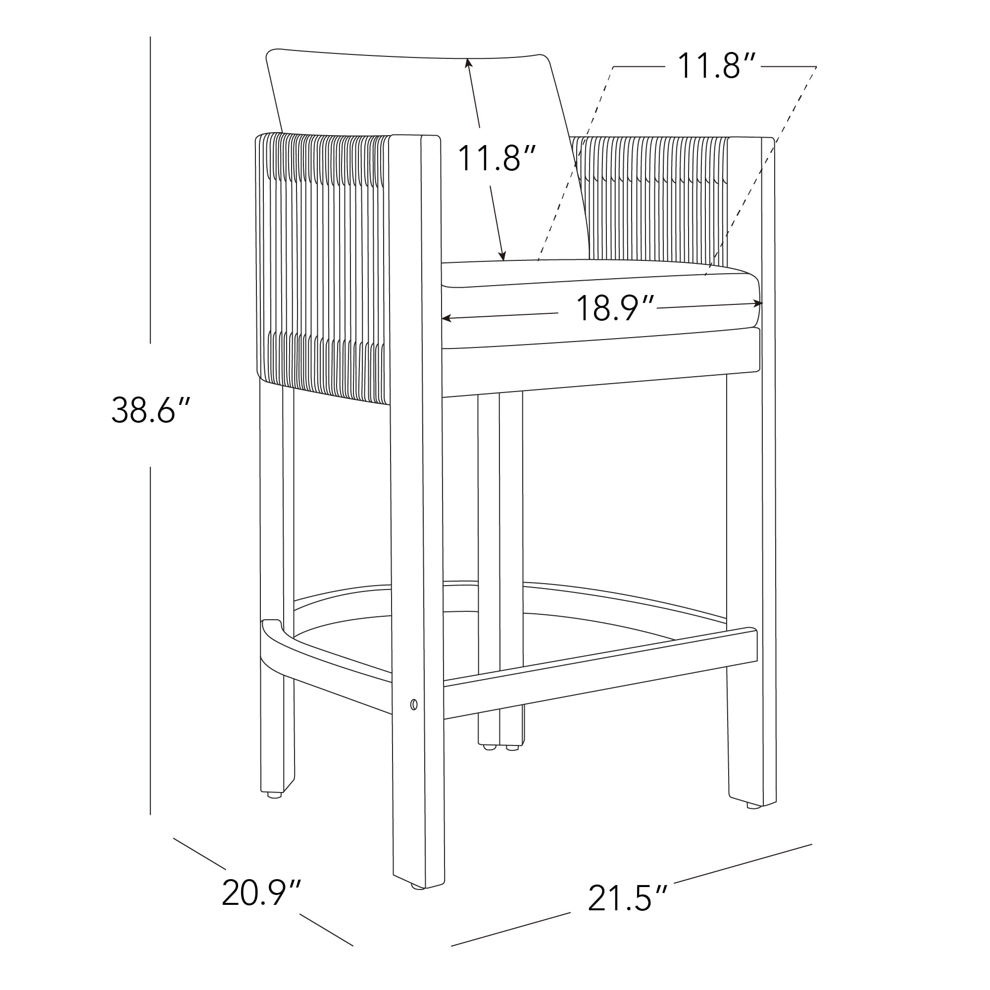 Cord Braid Counter Height Barstools Set of 2