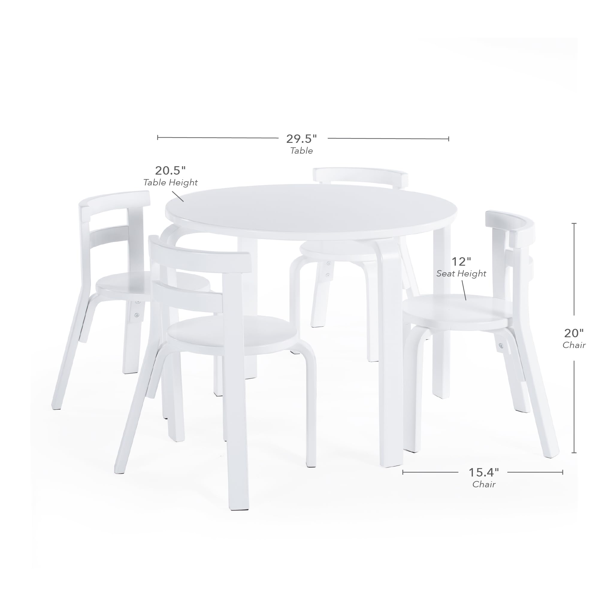 Round Kids Table and Chair Set - White