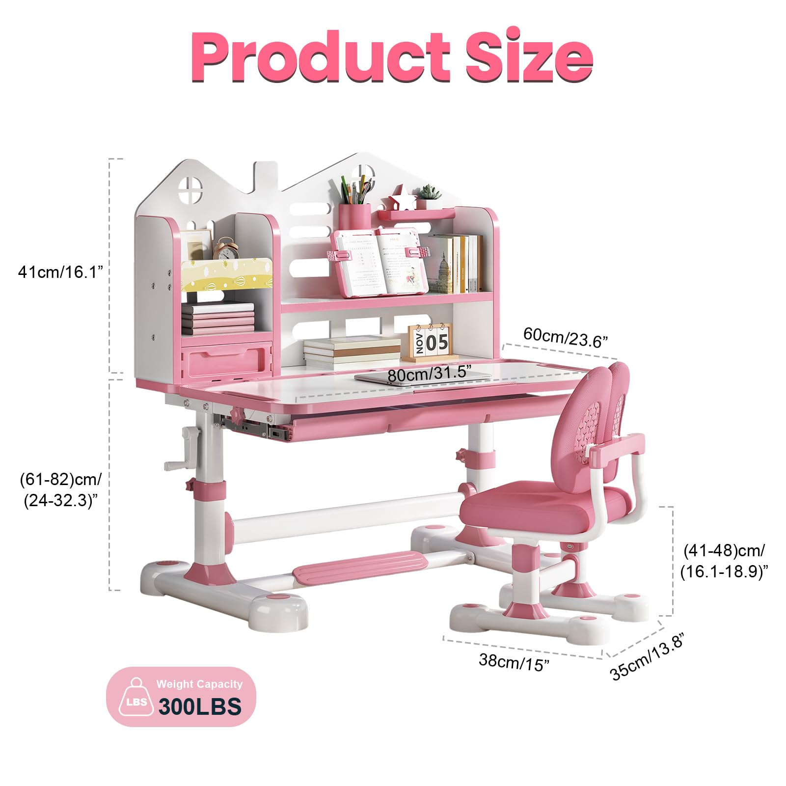 Height Adjustable Kids Desk and Chair Set