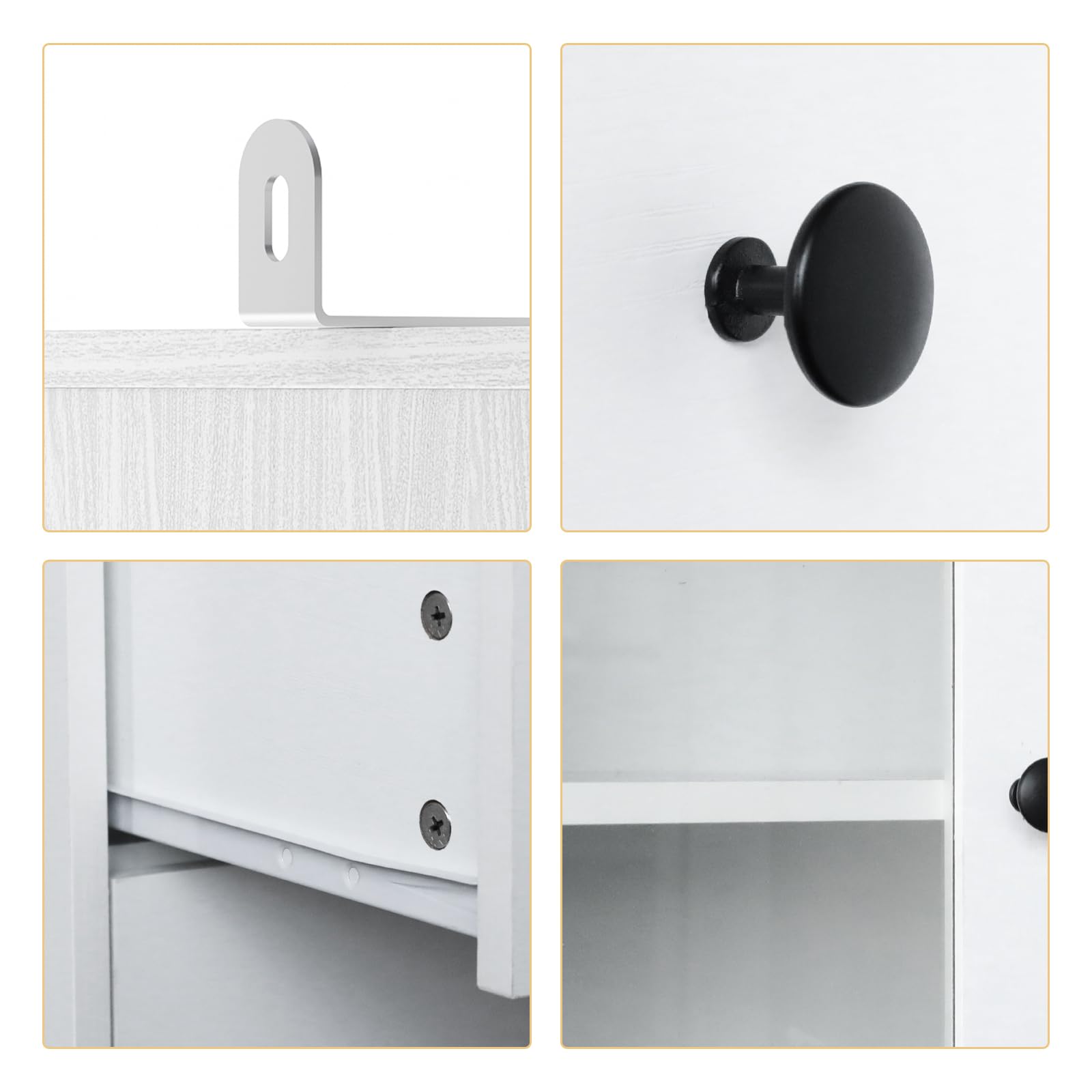 5-Tier Modular Storage Cabinet with Glass Doors and Drawers