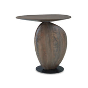 Industrial Accent Table with Metal Base - Dark Brown & Black