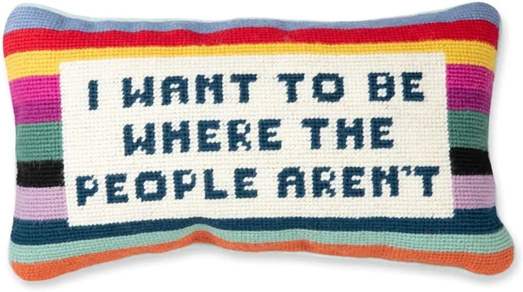 Needlepoint Decorative Throw Pillow - Where The People Aren't