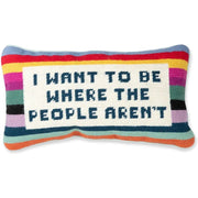 Needlepoint Decorative Throw Pillow - Where The People Aren't - 8x14 Inch