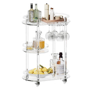 Acrylic Bar Cart with 4 Lockable Wheels