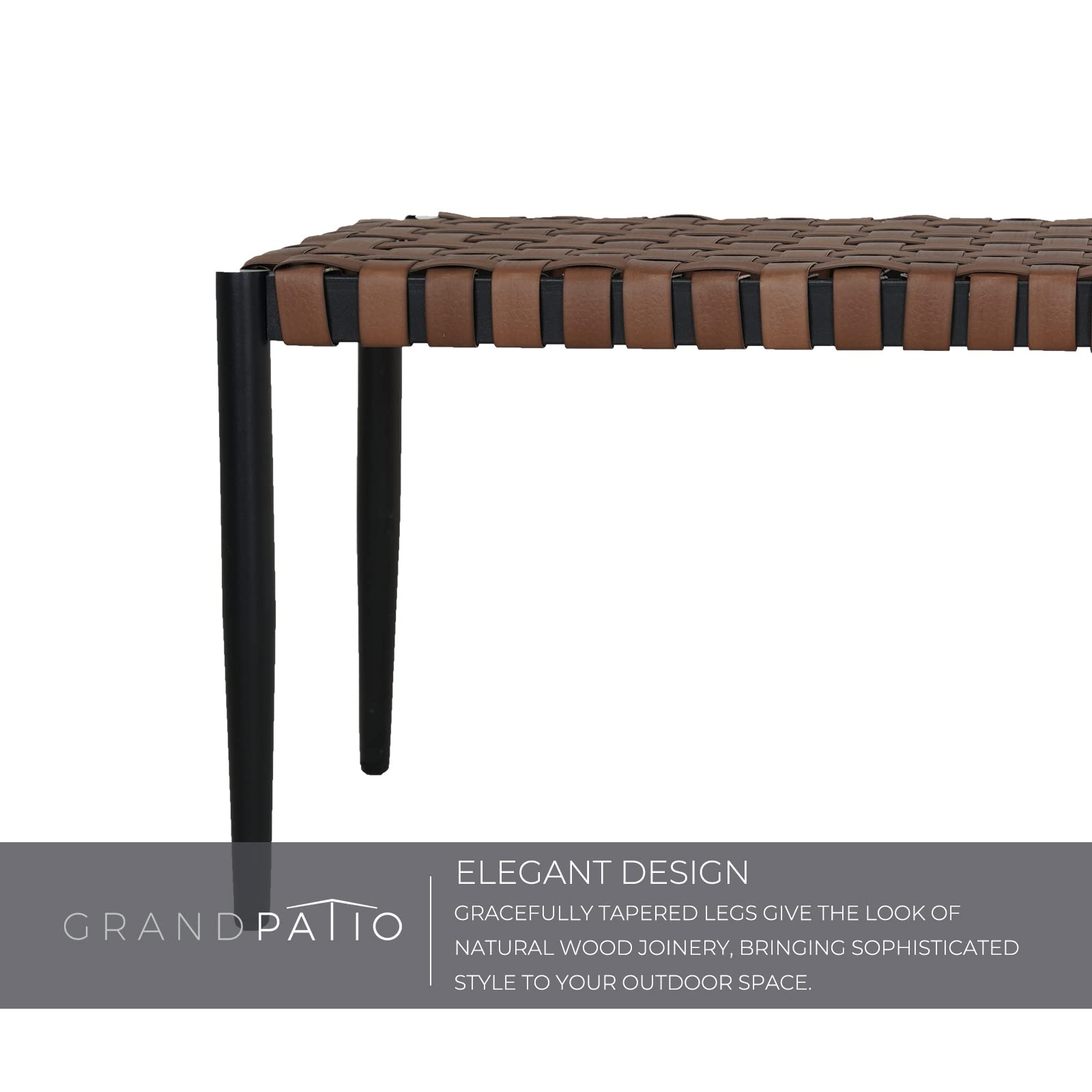 2-Seat Wicker Bench with Tapered Legs