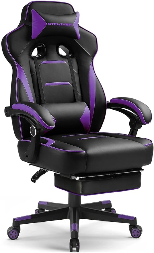 Gaming Chair with Footrest and Lumbar Support
