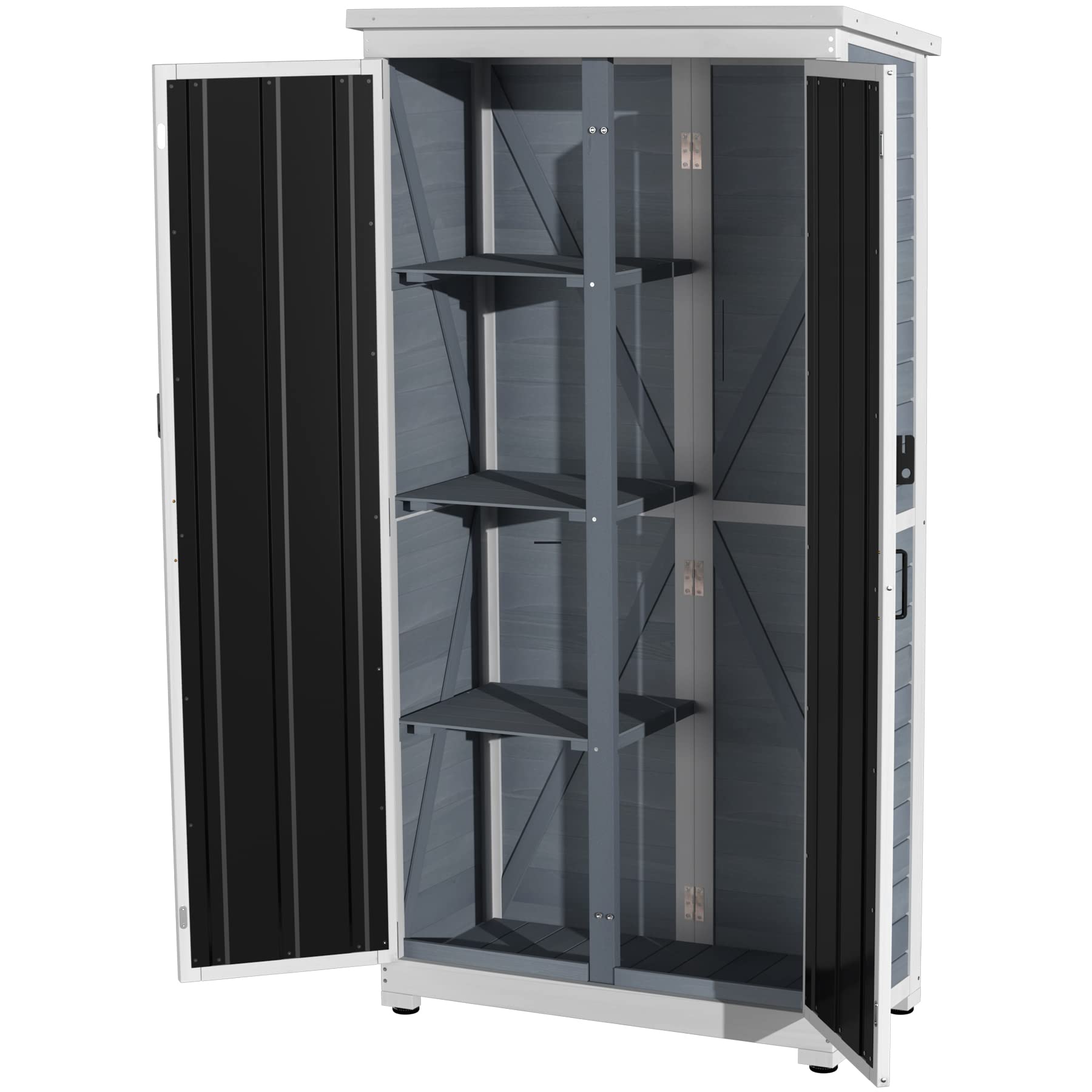 Outdoor Storage Cabinet with Waterproof Roof and Lockable Doors