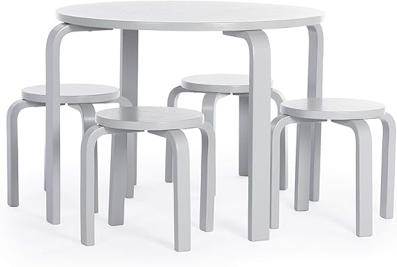 Nordic Table and Stools Set for Kids - White