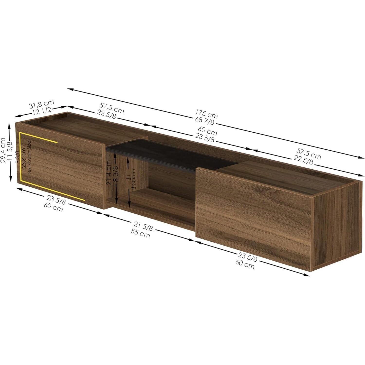 Floating TV Stand 70 Inch Wall Mounted Entertainment Center
