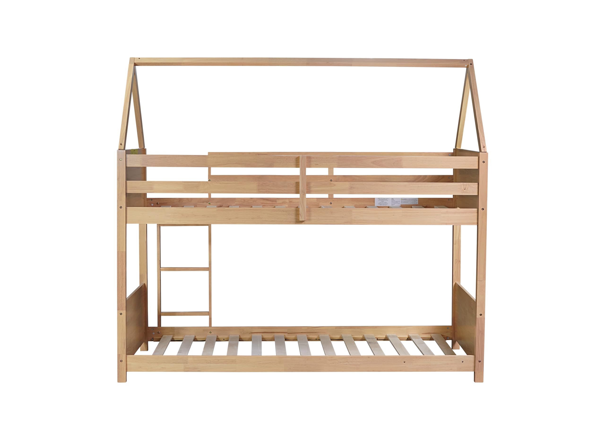 Twin Over Twin House Bunk Bed with Ladder