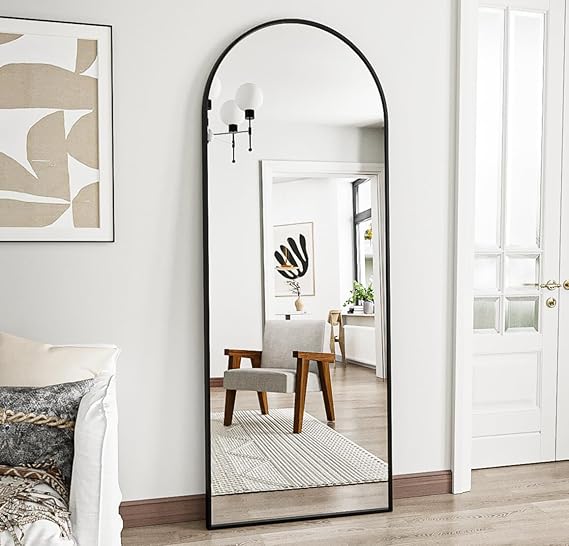 Arched Full Length Mirror 70x26 Gold Aluminum Frame
