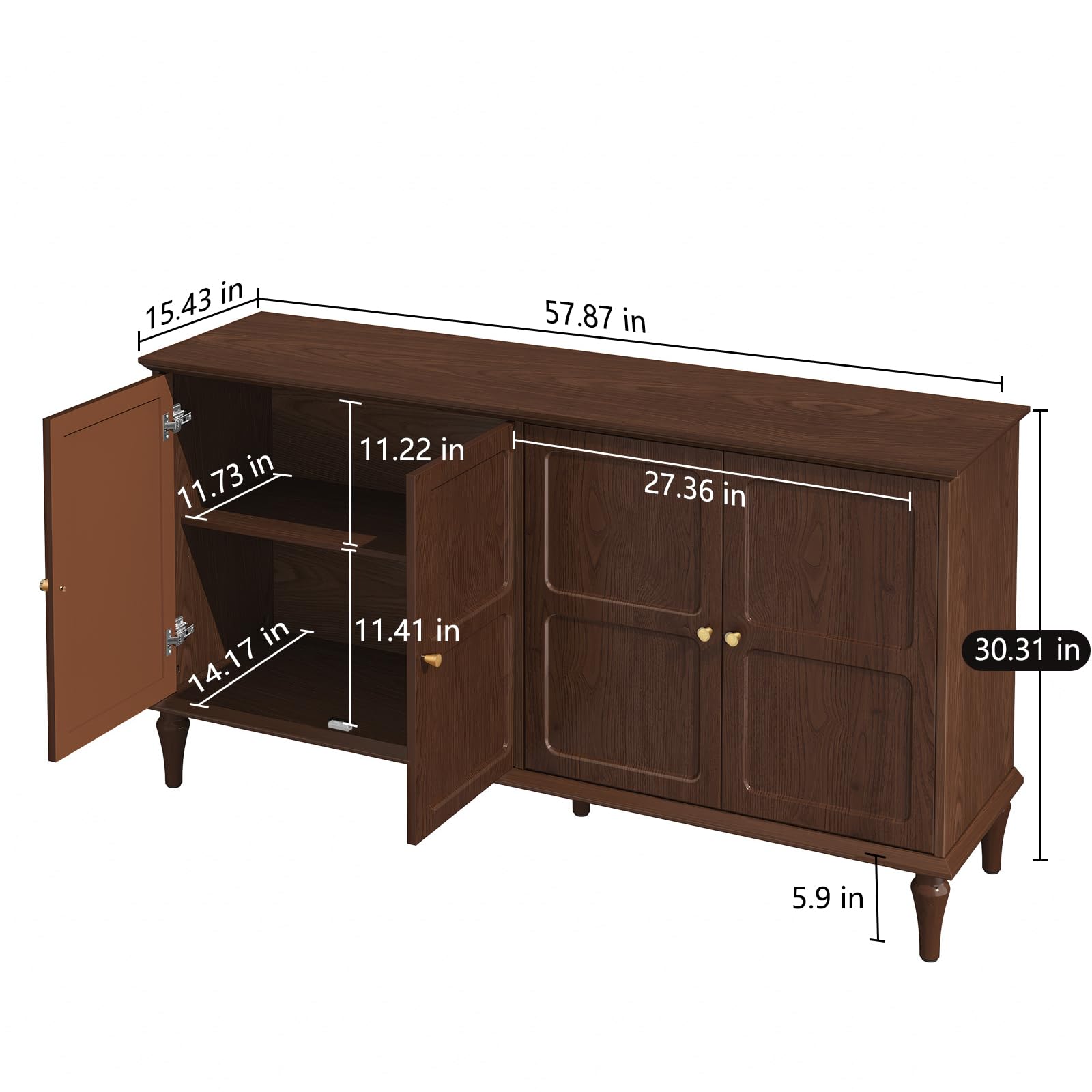 Mid-Century Modern Sideboard Buffet Cabinet with Storage