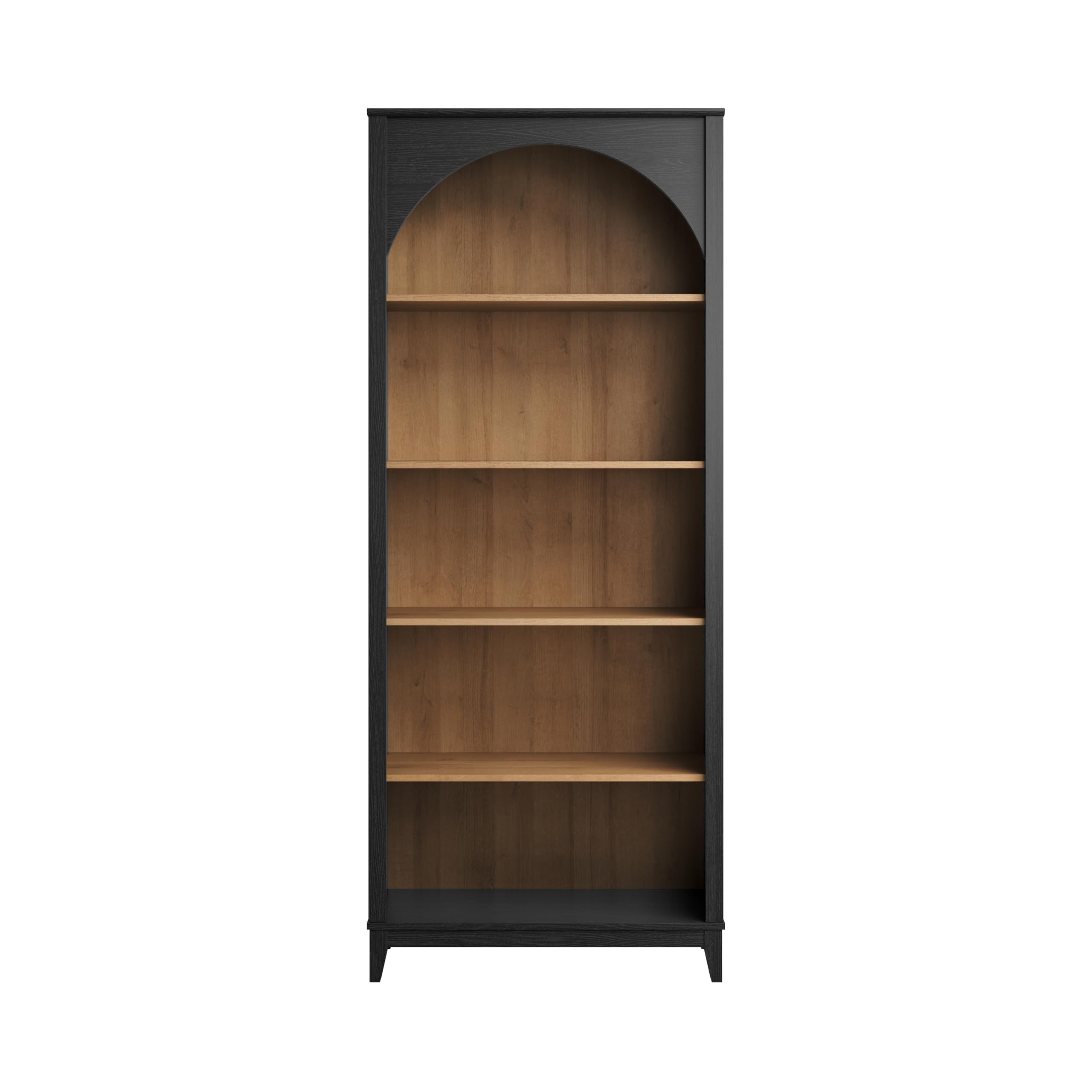 Arched Bookcase 78" Tall 5-Tier with Adjustable Shelves