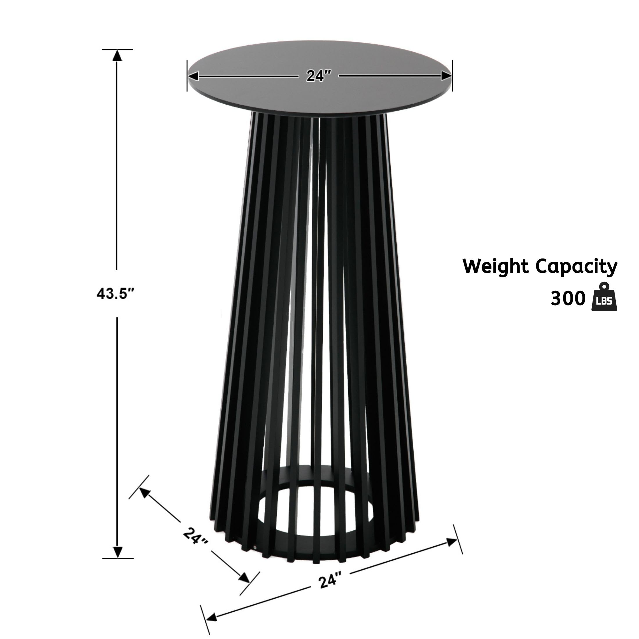 Round Bar Table 43.5" High Modern Wood Cocktail Table
