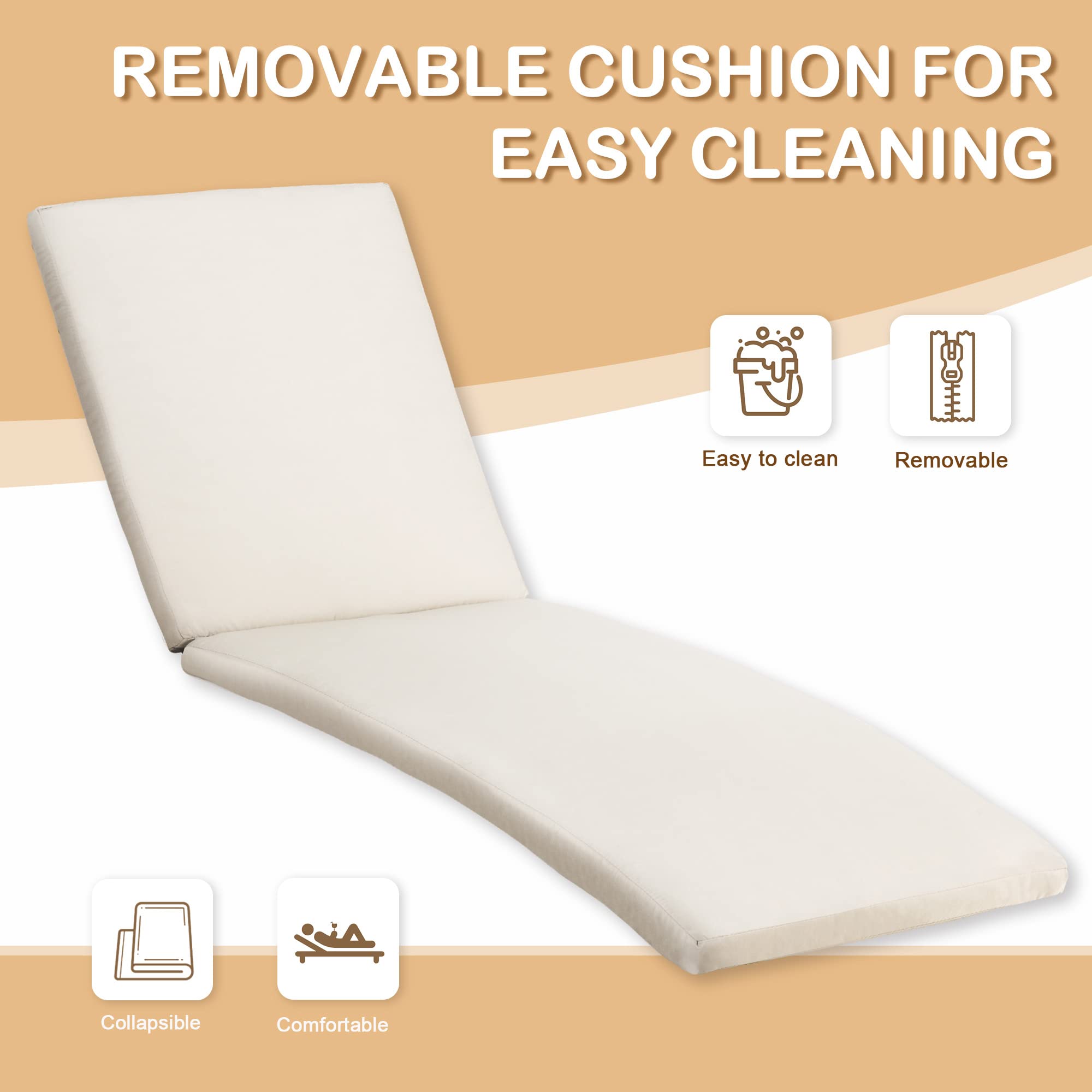 3-Piece Patio Chaise Lounge Set with Adjustable Backrest