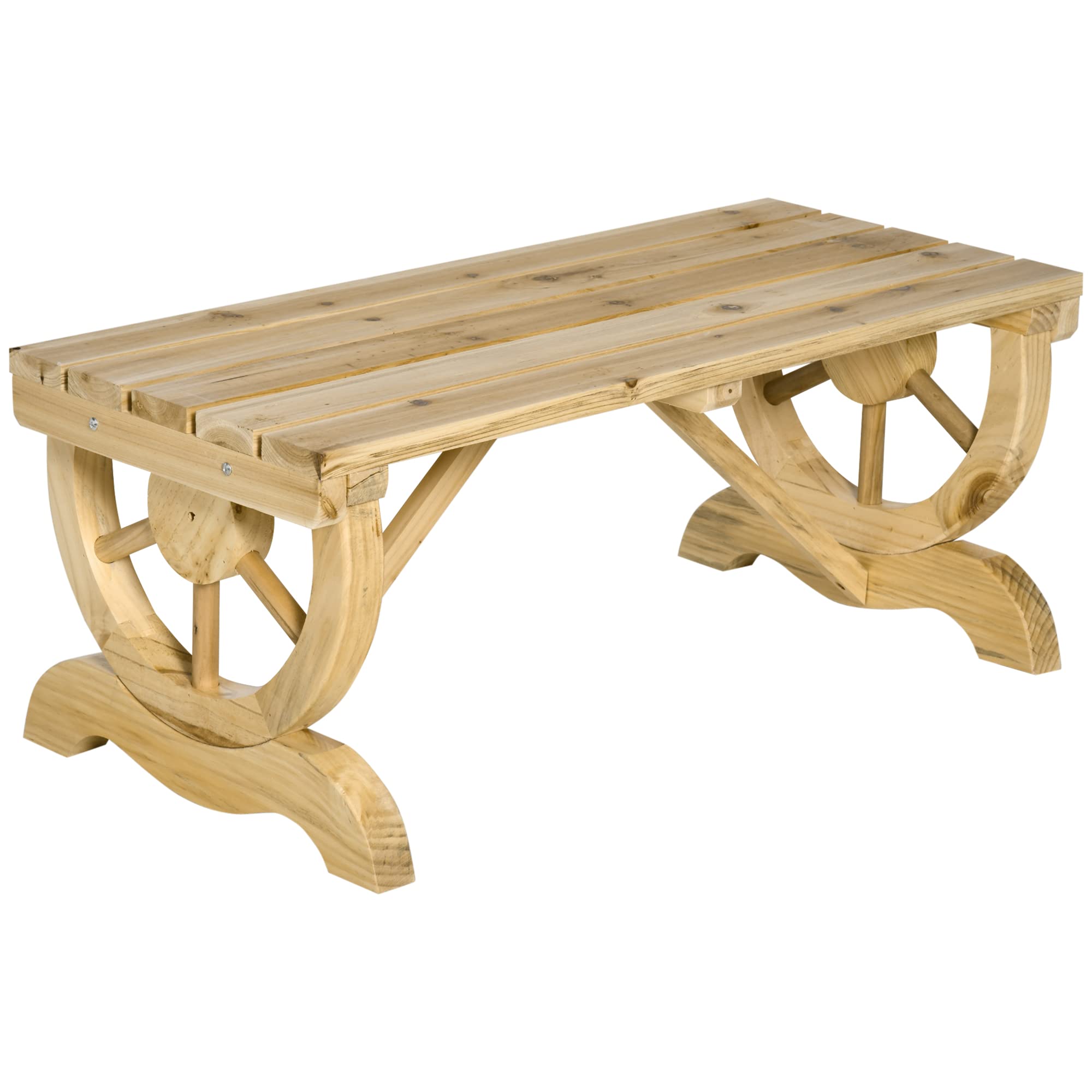 2-Person Wooden Wagon Wheel Garden Bench