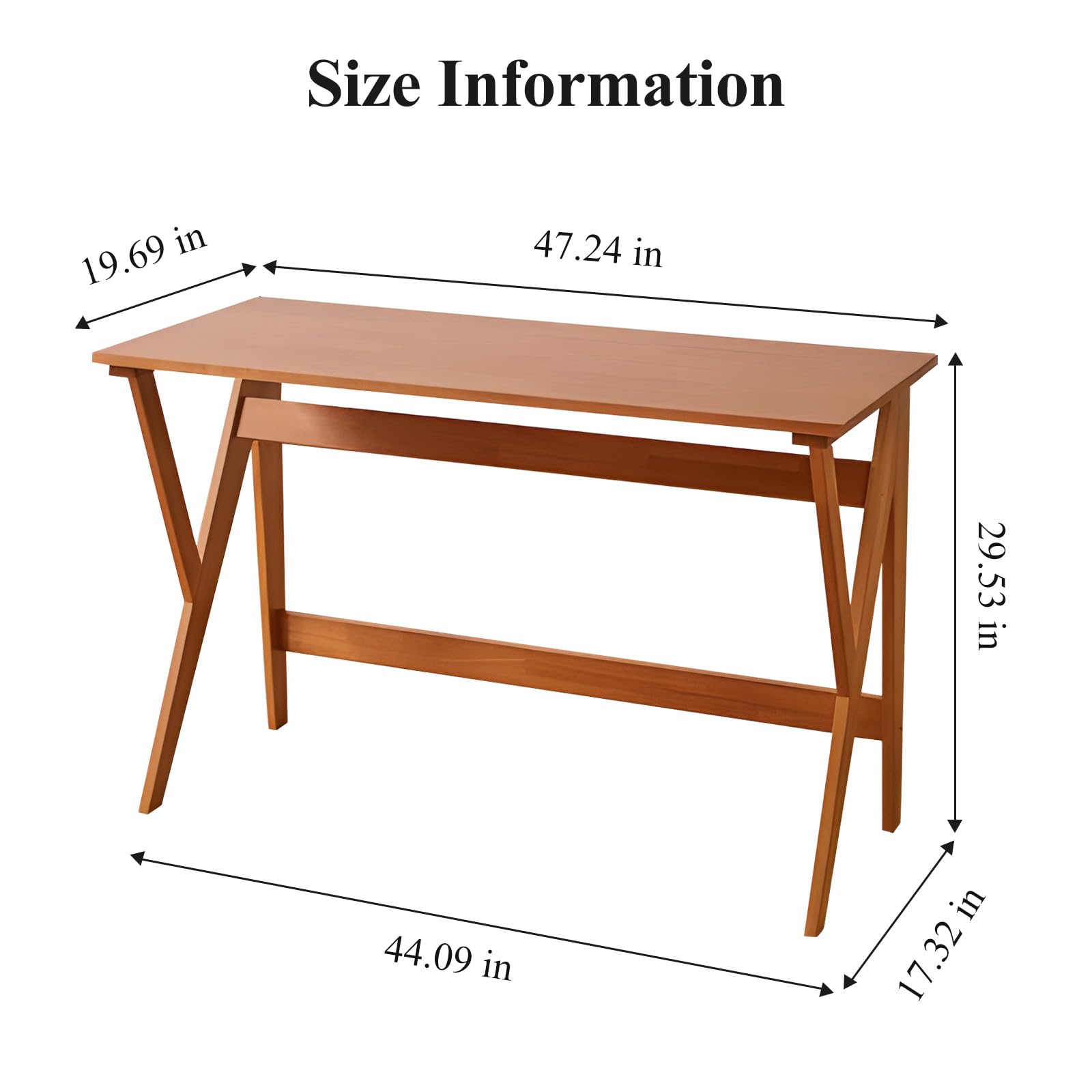 Mid Century Modern Solid Wood Writing Desk