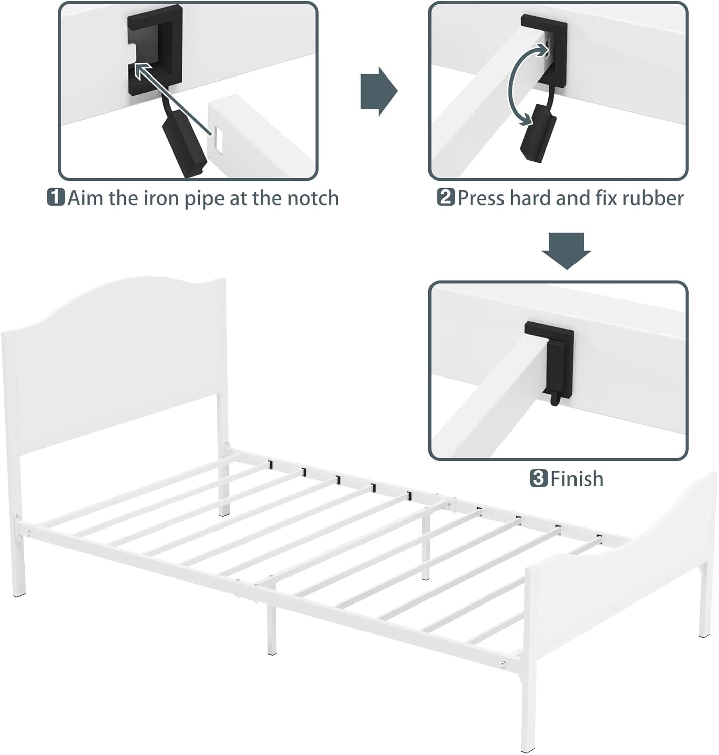Twin Bed Frame with Wooden Headboard and Footboard