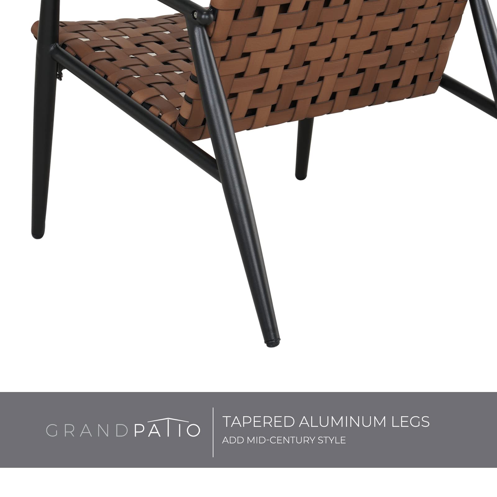 Outdoor Bistro Set 3 Pieces Leather-Look Wicker Patio Chairs with Side Table
